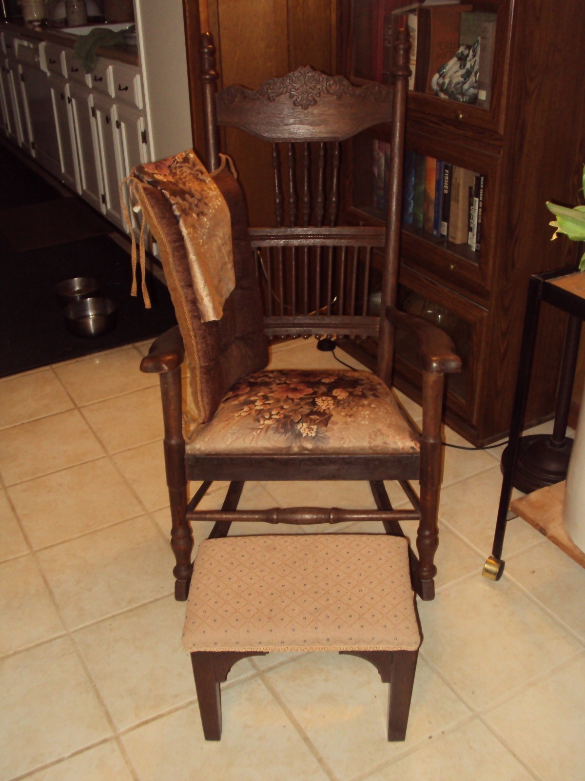 Beautiful Old High Back Rocker and Foot Stool- Pick Up Only on NW Arkansas