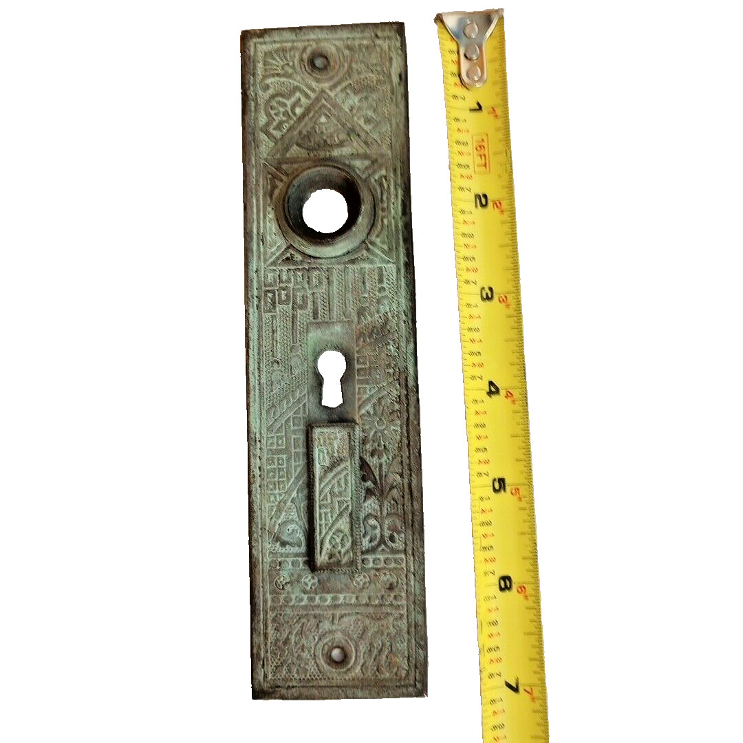 Antique Victorian Solid Copper Double Keyhole Door Knob Back Plate Keyhole Cover
