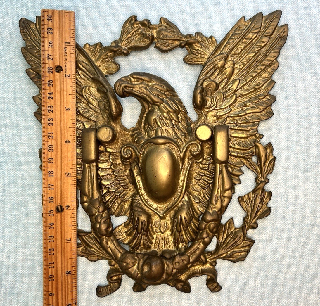 American Eagle Door Knocker Large 9″x9″ Vintage Brass Tone