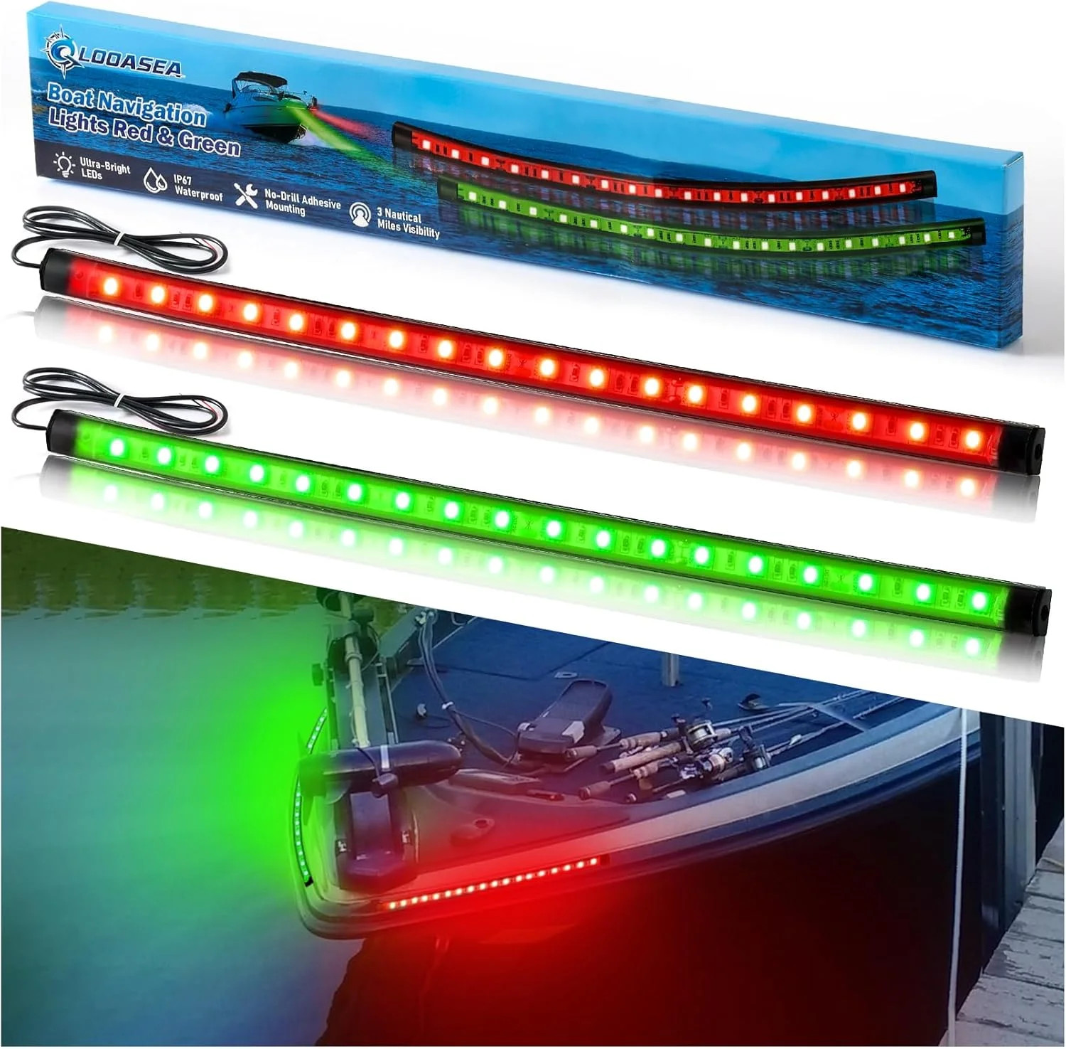 Boat Navigation Lights LED, Red and Green Boat Lights LED Waterproof, Marine Nav