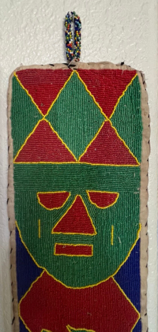 Vintage African Yoruba Beaded Hanging Sash Panel From Nigeria Tribal 55″t x 7″w