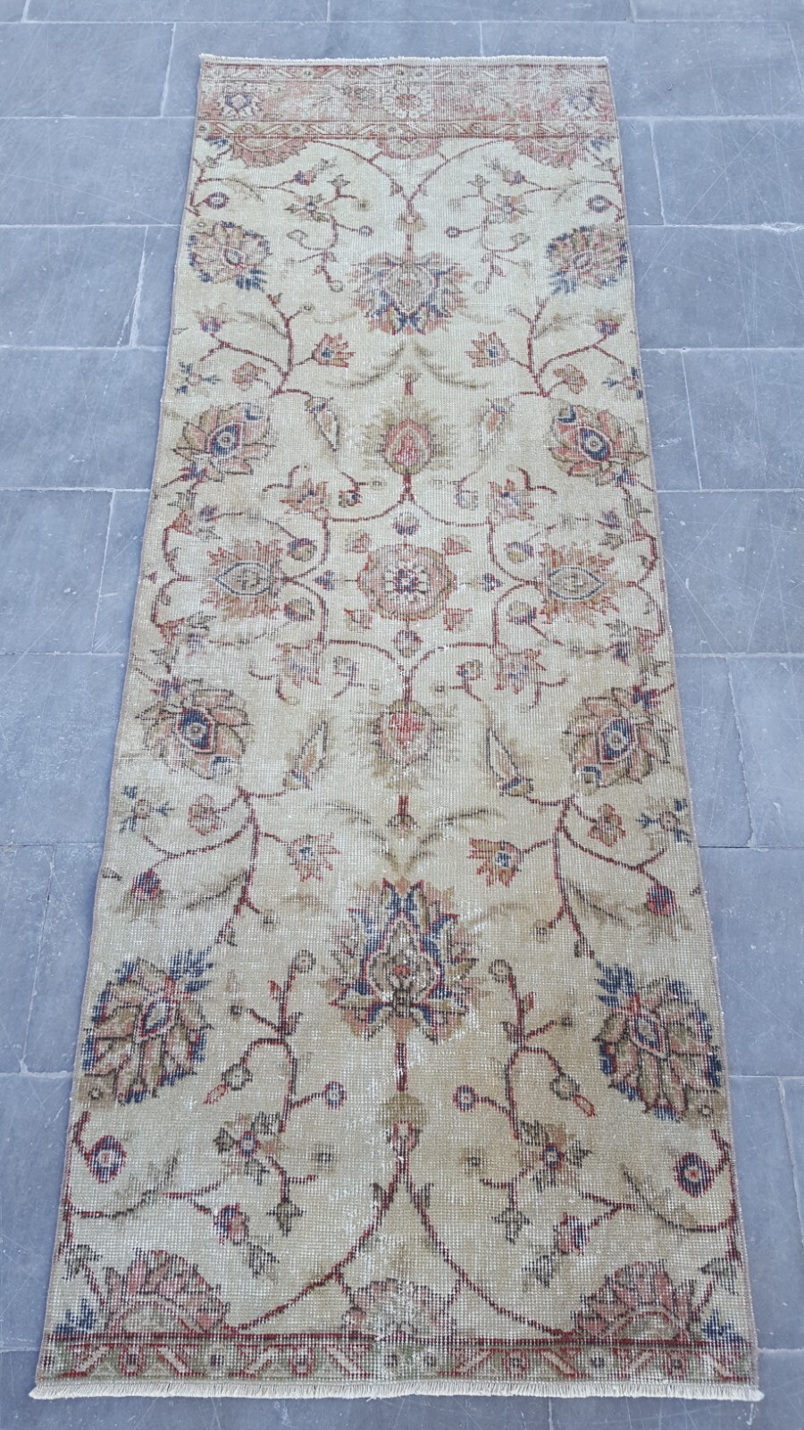 2.5×7 ft Vintage Turkish Runner Rug Wool Anatolian Handmade Hallway Oushak d