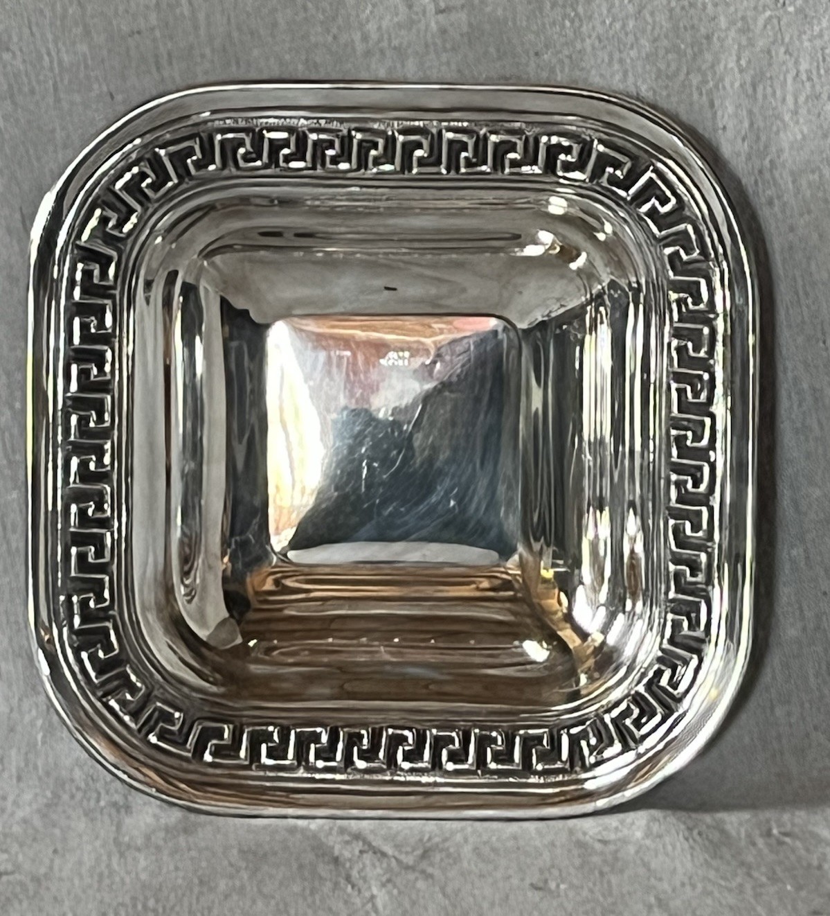 Gianni Versace Sterling Square Bowl with Greek Key Border Italy 925