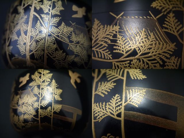 Japan Antique Lacquer Wooden Tea caddy makie Hira-Natsume SOTETSU NAKAMURA(1211)