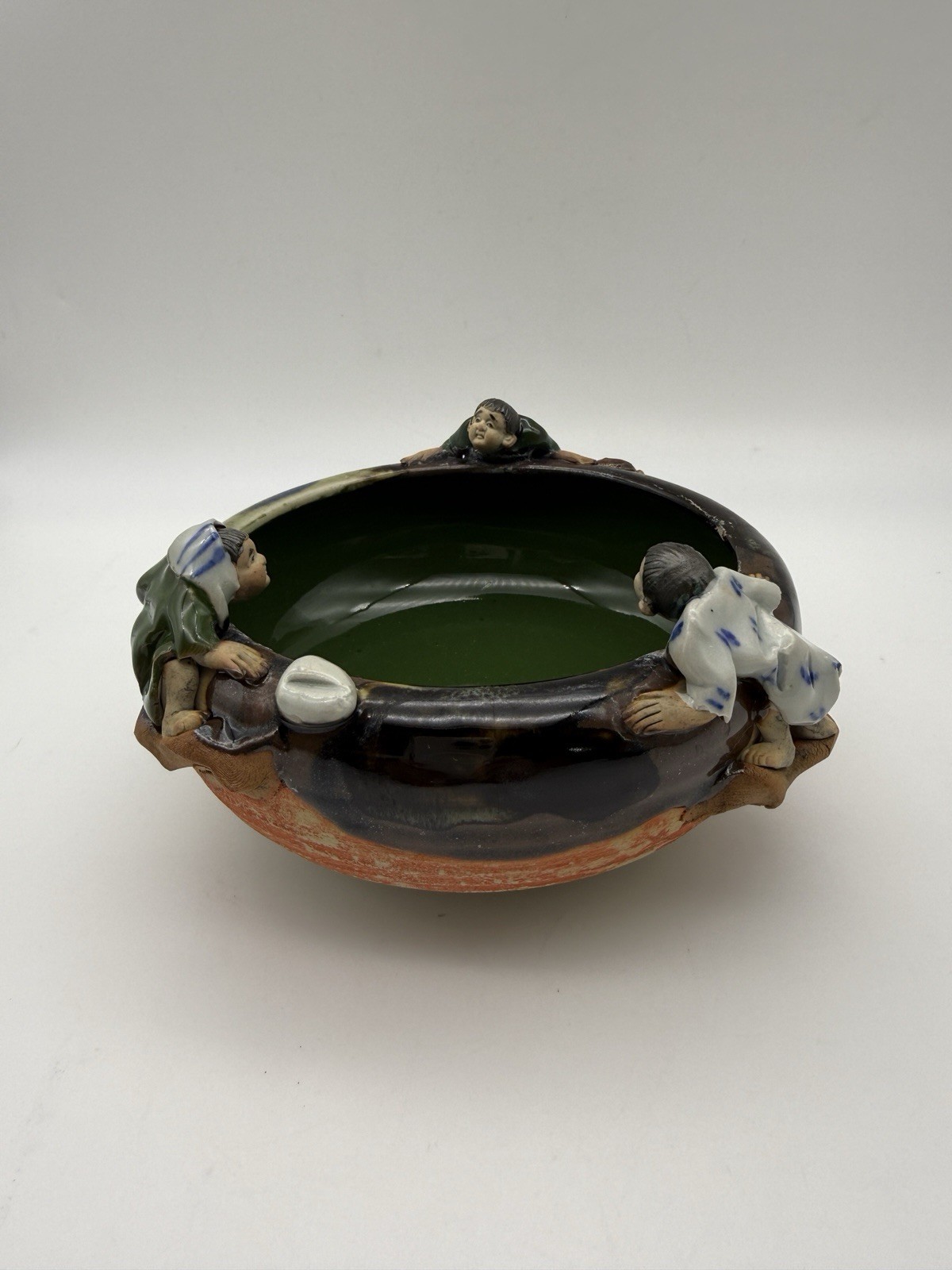 Antique Japanese Sumida-Gawa Pottery Bowl by Inoue Ryosai SIGNED By Artist