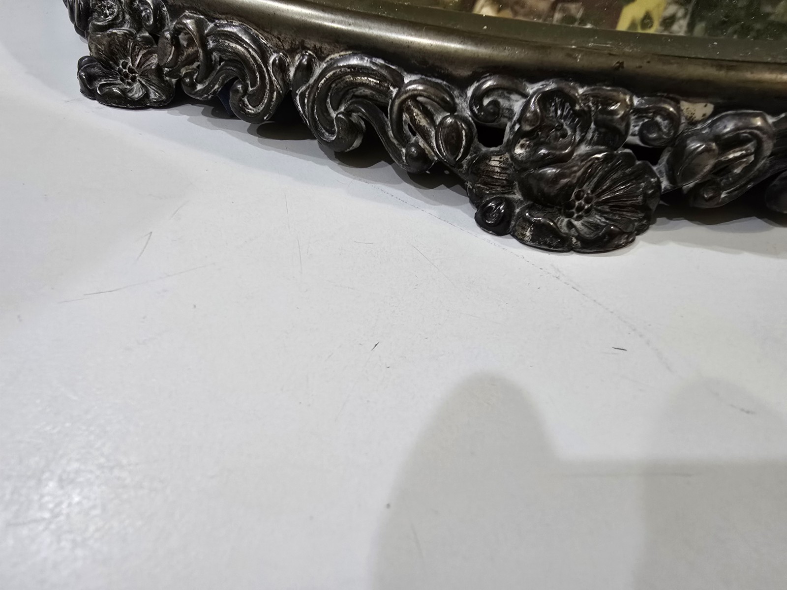 Antique Footed Beveled Plateau Mirror