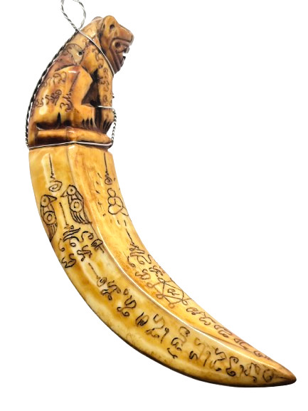 Rare Tiger Takrut Amulet Carved Sacred Magic Protect Ancient Spirit Fetish