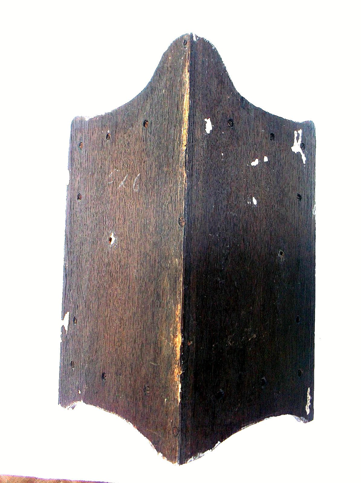 A RARE ANTIQUE OAK CORNER CABINET WITH A CARVED DEAD GAME BIRD ON THE FRONT DOOR
