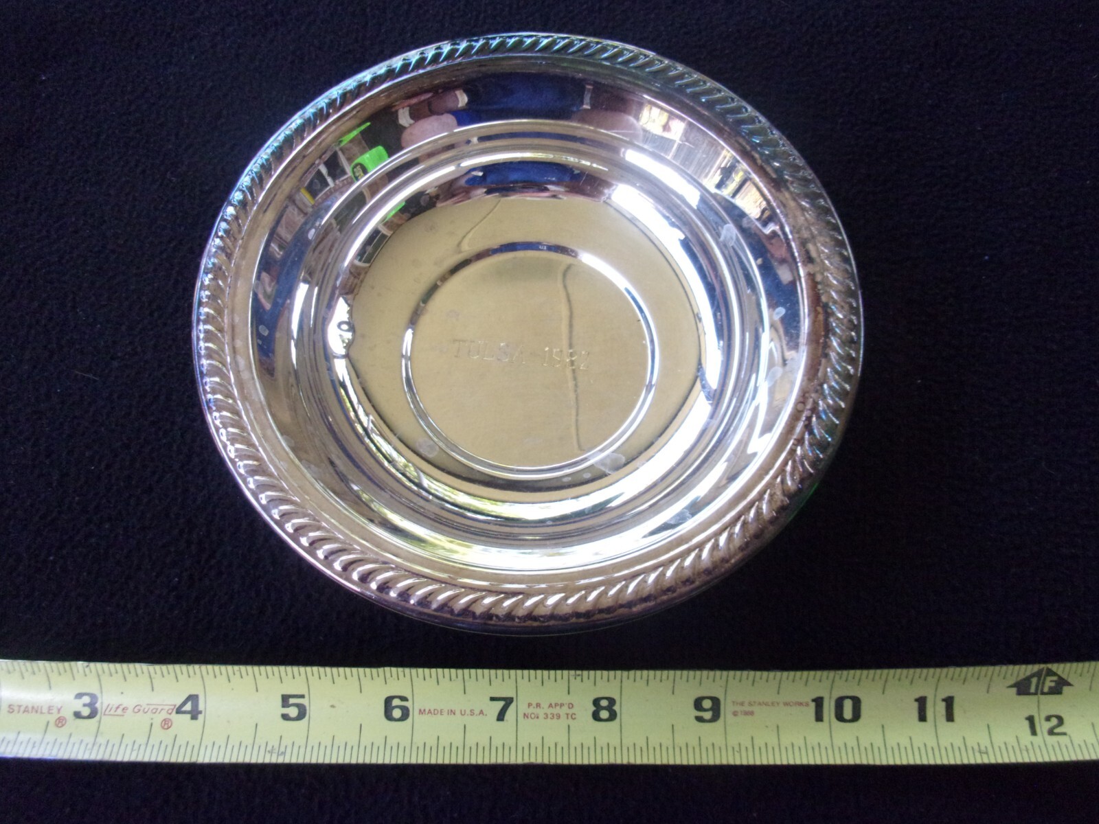 Vintage Tulsa 1982 silver plate award bowl, preowned