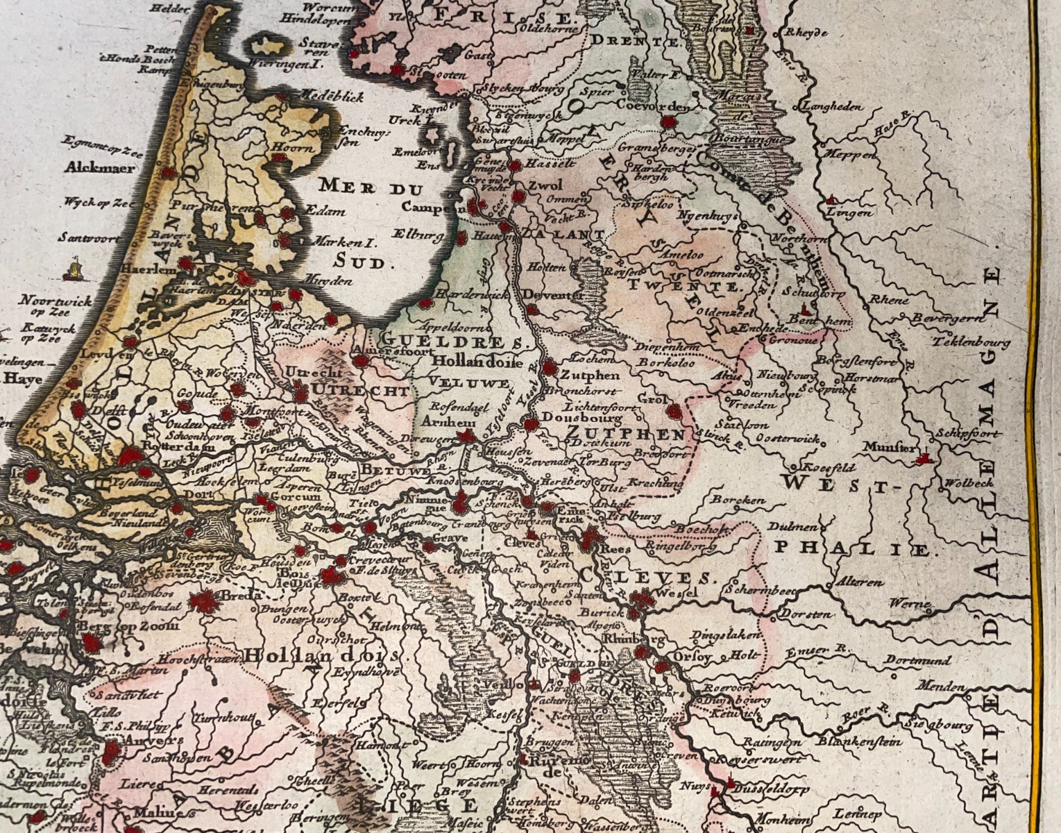 NETHERLANDS DATED 1705 NICOLAS DE FER ANTIQUE MAP 18TH CENTURY