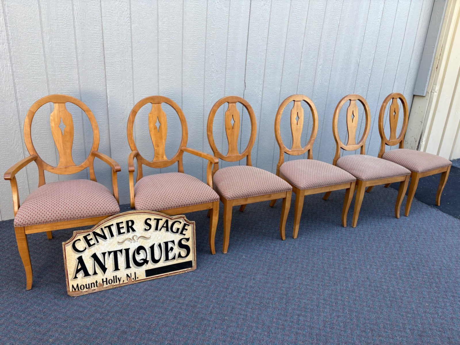 67749 Set of 6 Ethan Allen Country Colors Dining Chairs with Oval Back Design