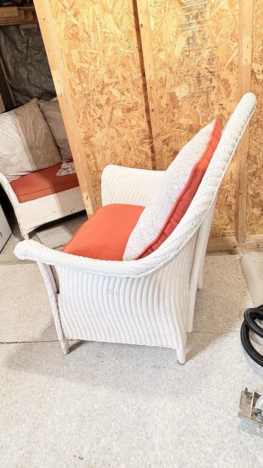 Three Heywood-Wakefield Wicker Set Chair Sofa And Rocker