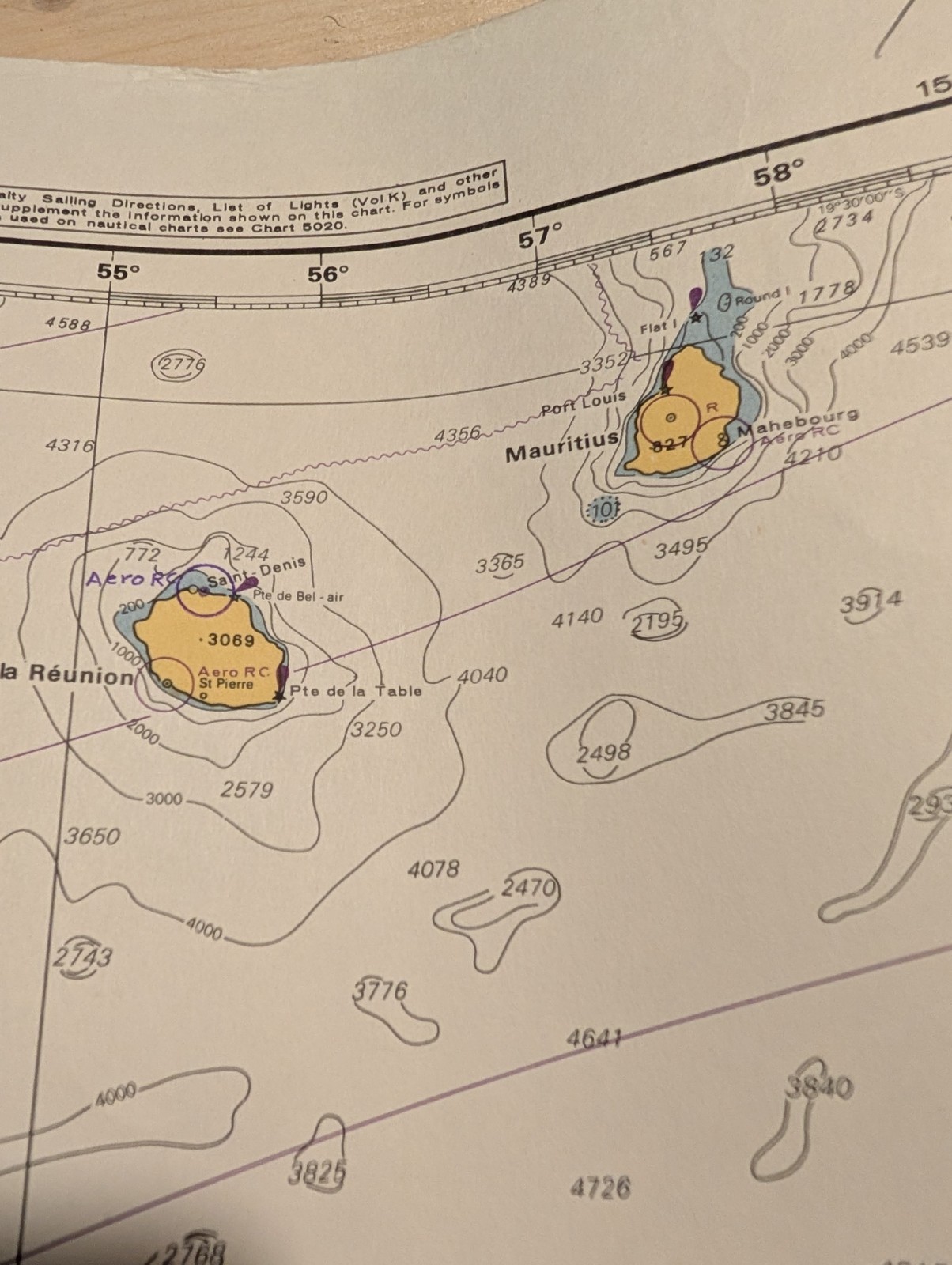 1974 South Africa Mozambique Reunion Mauritius coastal map NOAA 42 by 28 inches