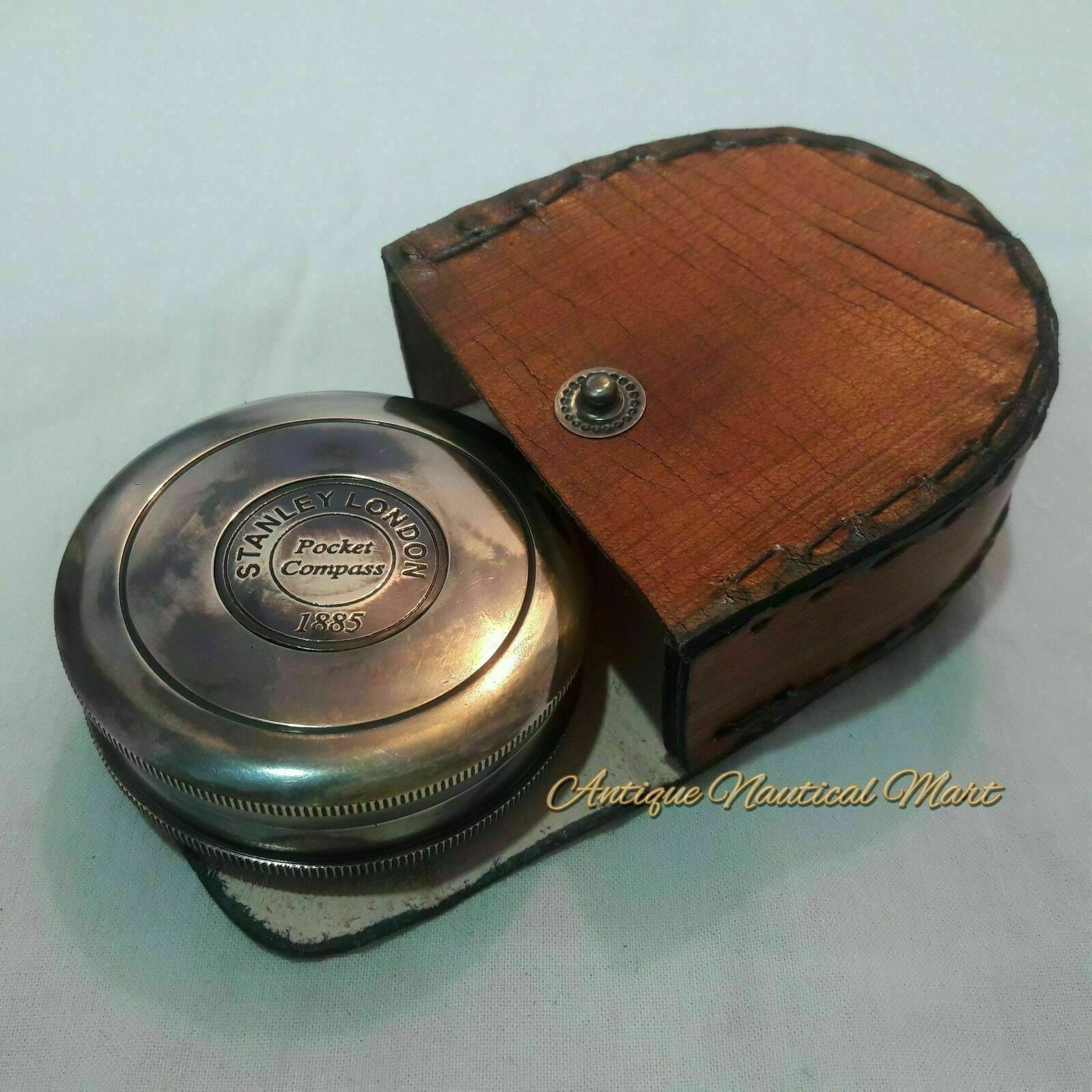 Maritime Vintage Nautical Brass Stanley London 1885 Compass Marine Handmade Gift