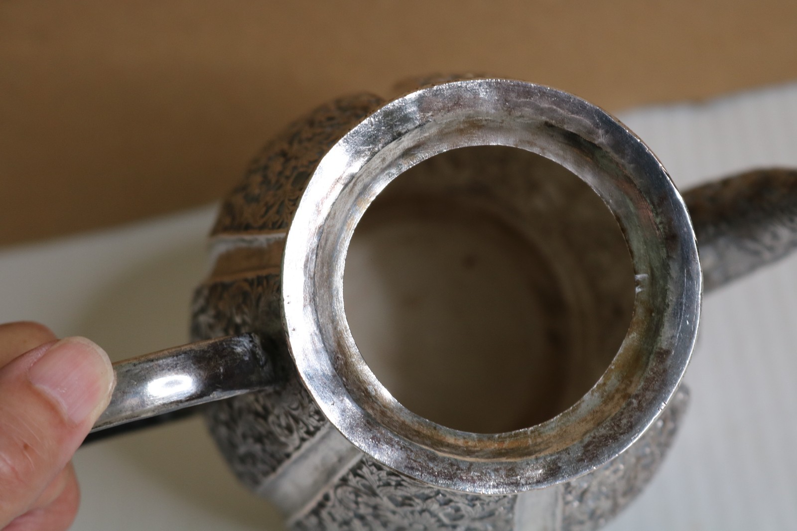 Vintage T90 Silver Intricate Repousse Teapot Coffee Pot 8″x8.5″