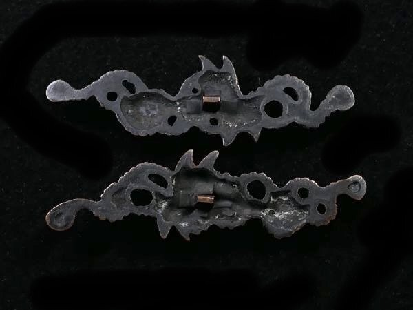 Menuki Antique Japanese Sword Edo Period Katana Grappling Hook Copper Shakudo JP