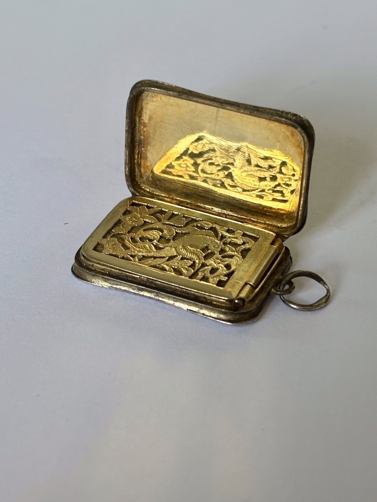 Antique 19thC Continental Silver Gilt Vinaigrette Unmarked with Sponge