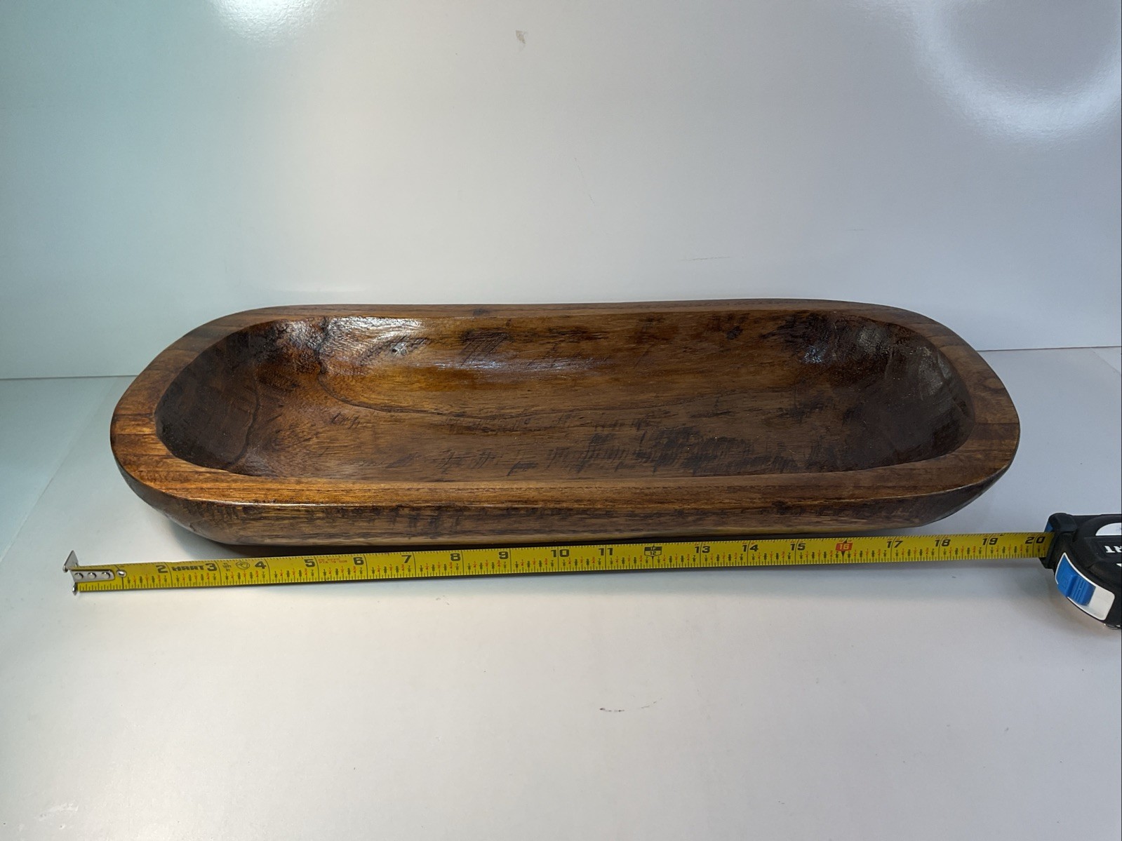 Vintage Primitive Hand-Carved Wooden Dough Bowl Trencher, Rustic,19 1/2” X8 1/2”