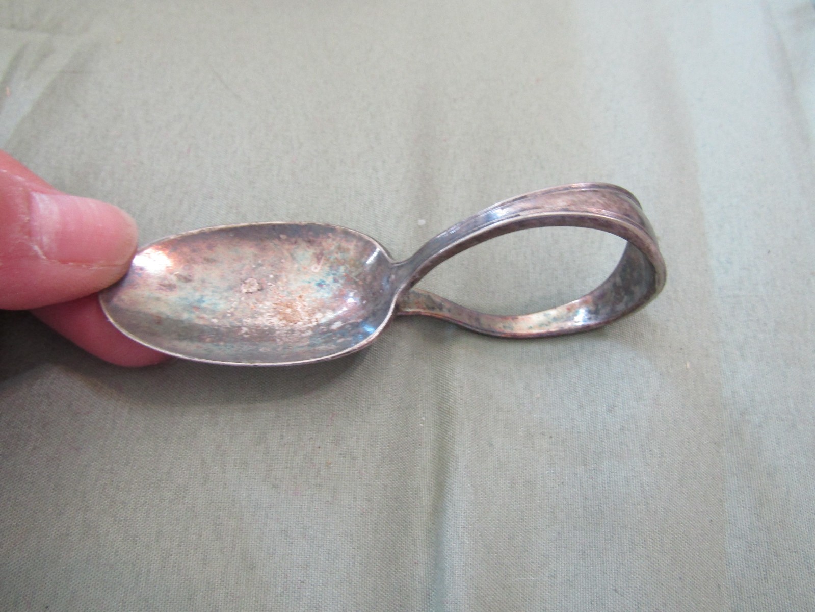 ROGERS BROS A1 SILVERPLATE CURVED HANDLE BABY SPOON UNKNOWN PATTERN