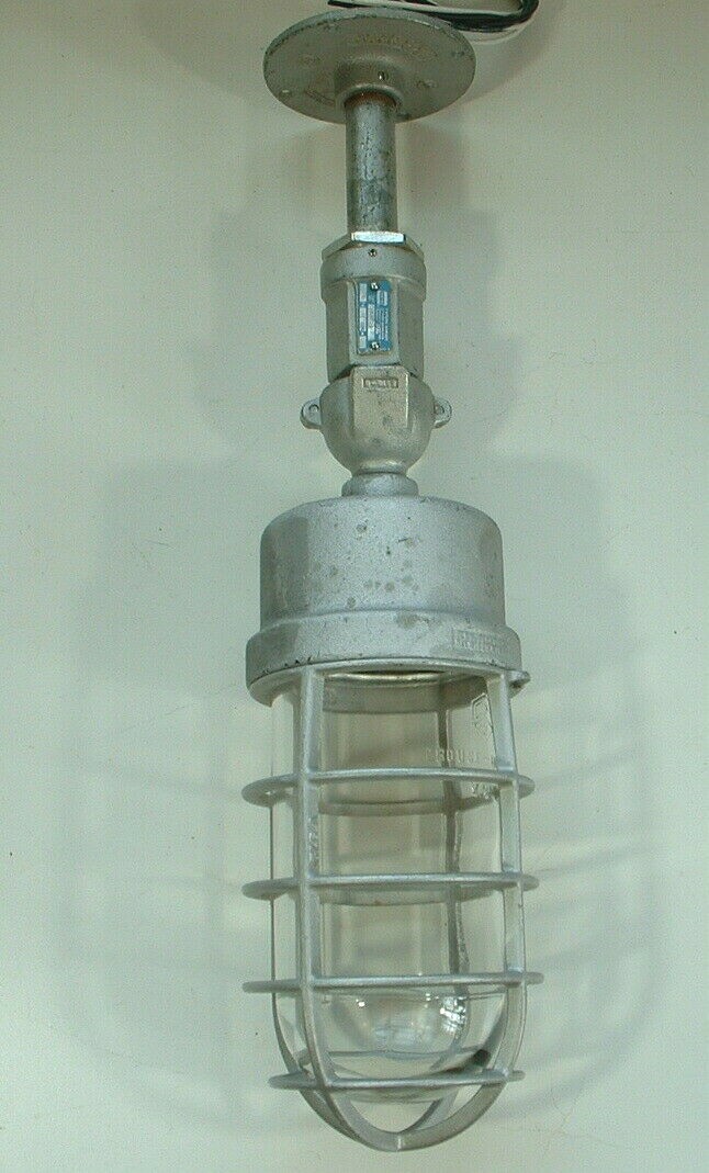 1941 Crouse-Hinds 200 watt Explosion Proof Pendant Vtg Industrial Light Cage