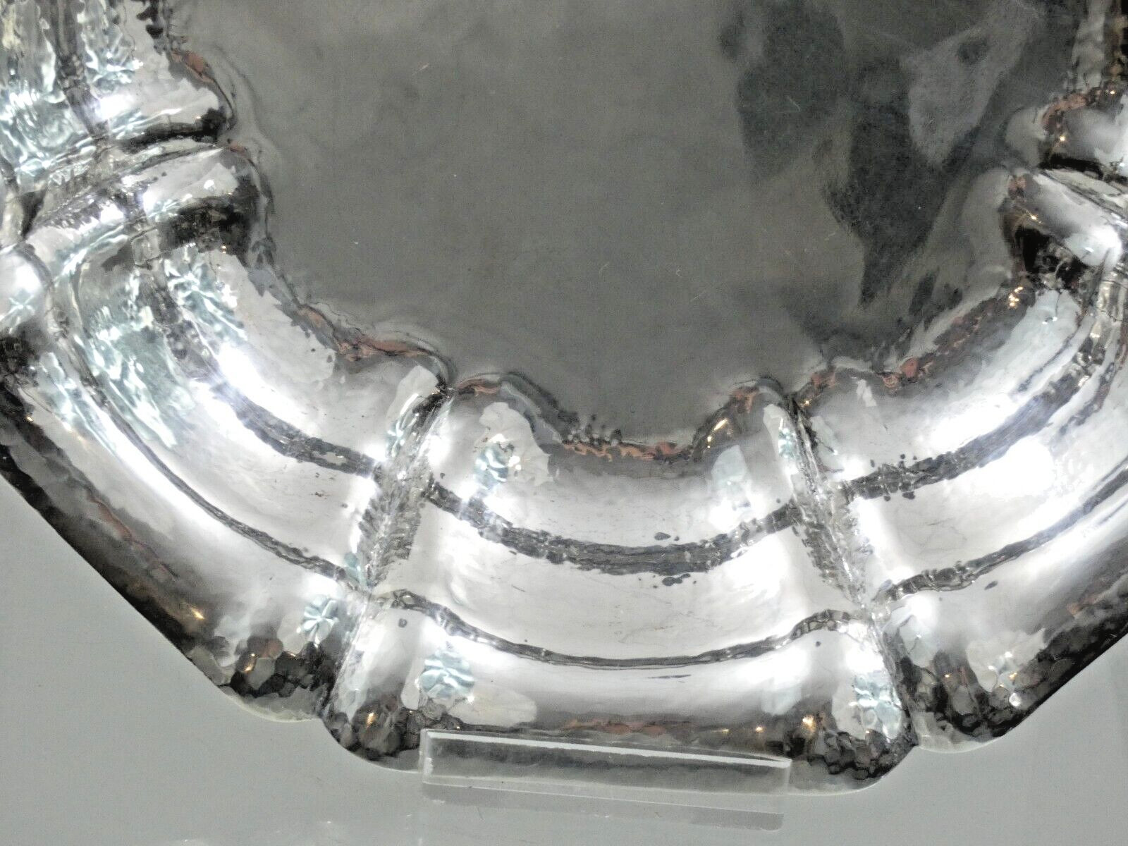 FINE 800 SILVER MODERN FRUIT BOWL HAND WROUGHT / HAMMERED Italy (not sterling )