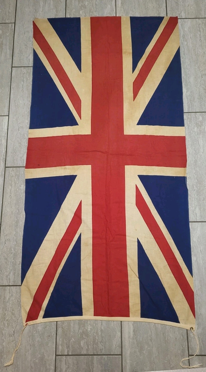 Antique Union Jack United Kingdom British Print Cloth Flag 67” x 32” Large 1940s