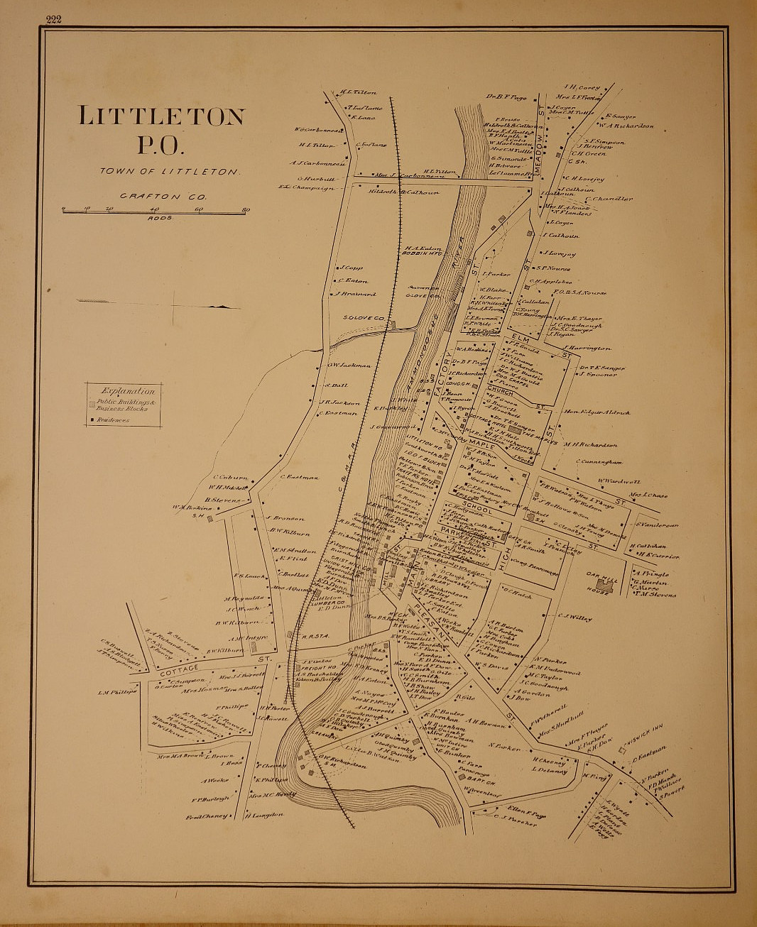 1892 Plat Map ~ Littleton, New Hampshire / Lisbon on Reverse (14×17)-#226