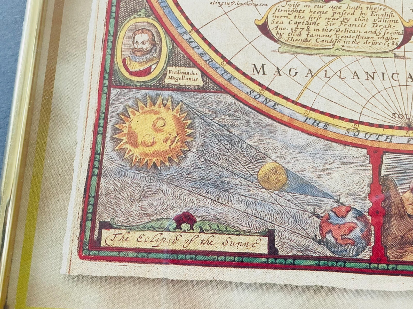 A NEW AND ACCURAT MAP OF THE WORLD 1651 Framed Reproduction 19 x 23″