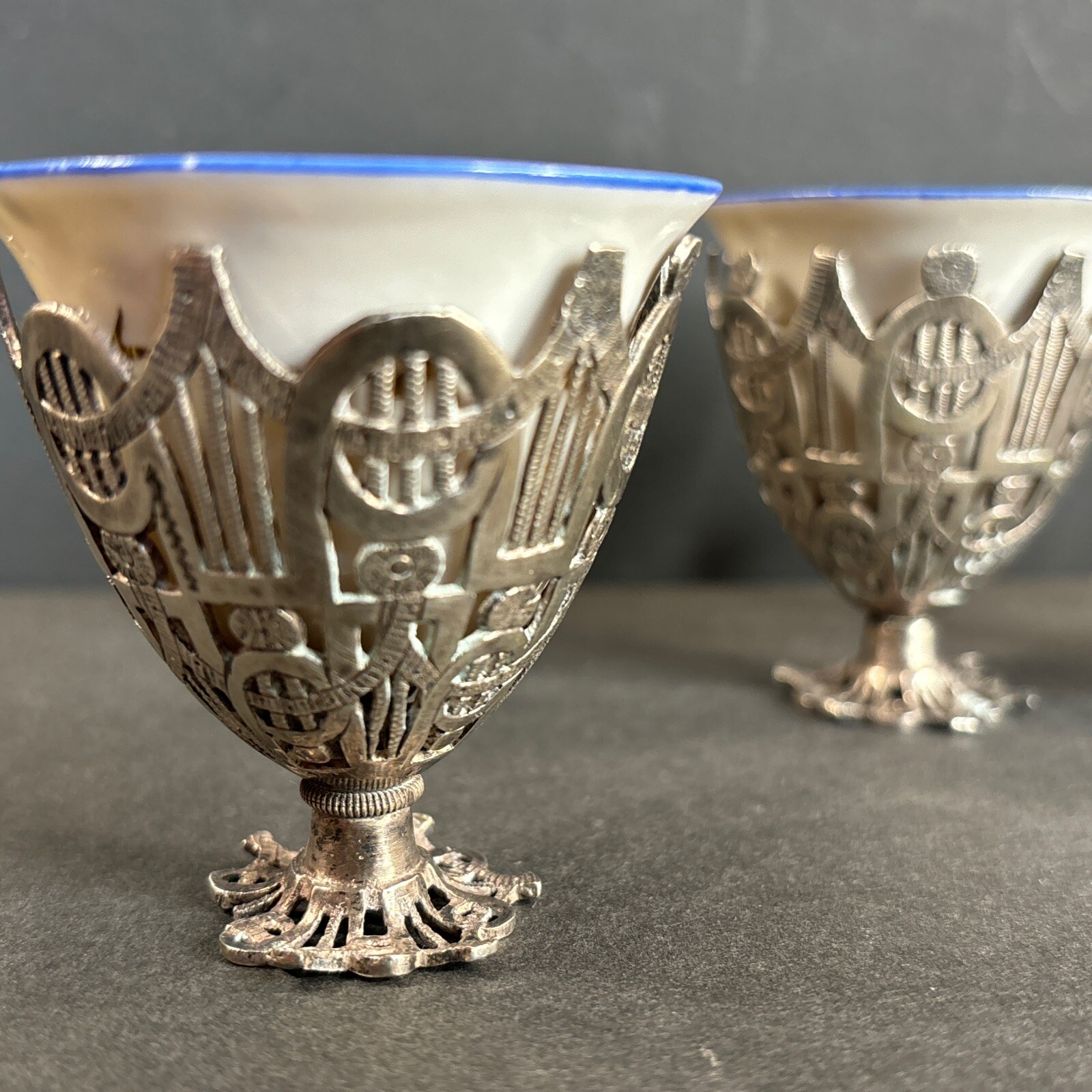 6 Antique Silver Ottoman Coffee Cup Holder/Zarf/Turkisk Empire1880/ Tughra/Islam