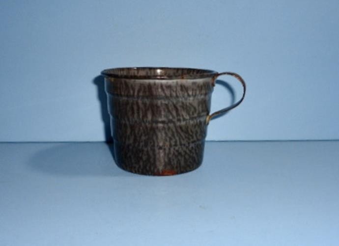 ANTIQUE SMALL GRAY GRANITEWARE MEASURING CUP ENAMELWARE KITCHEN MEASURE AAFA