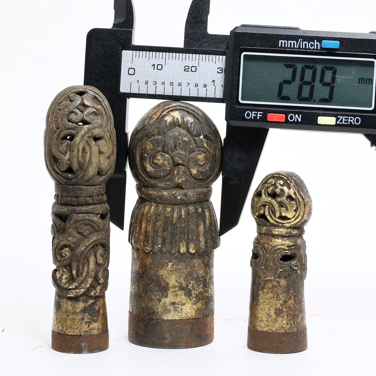 Old Tibetan Buddha Seals 3pcs Set 262G Buddhist Ritual Signet Stamps