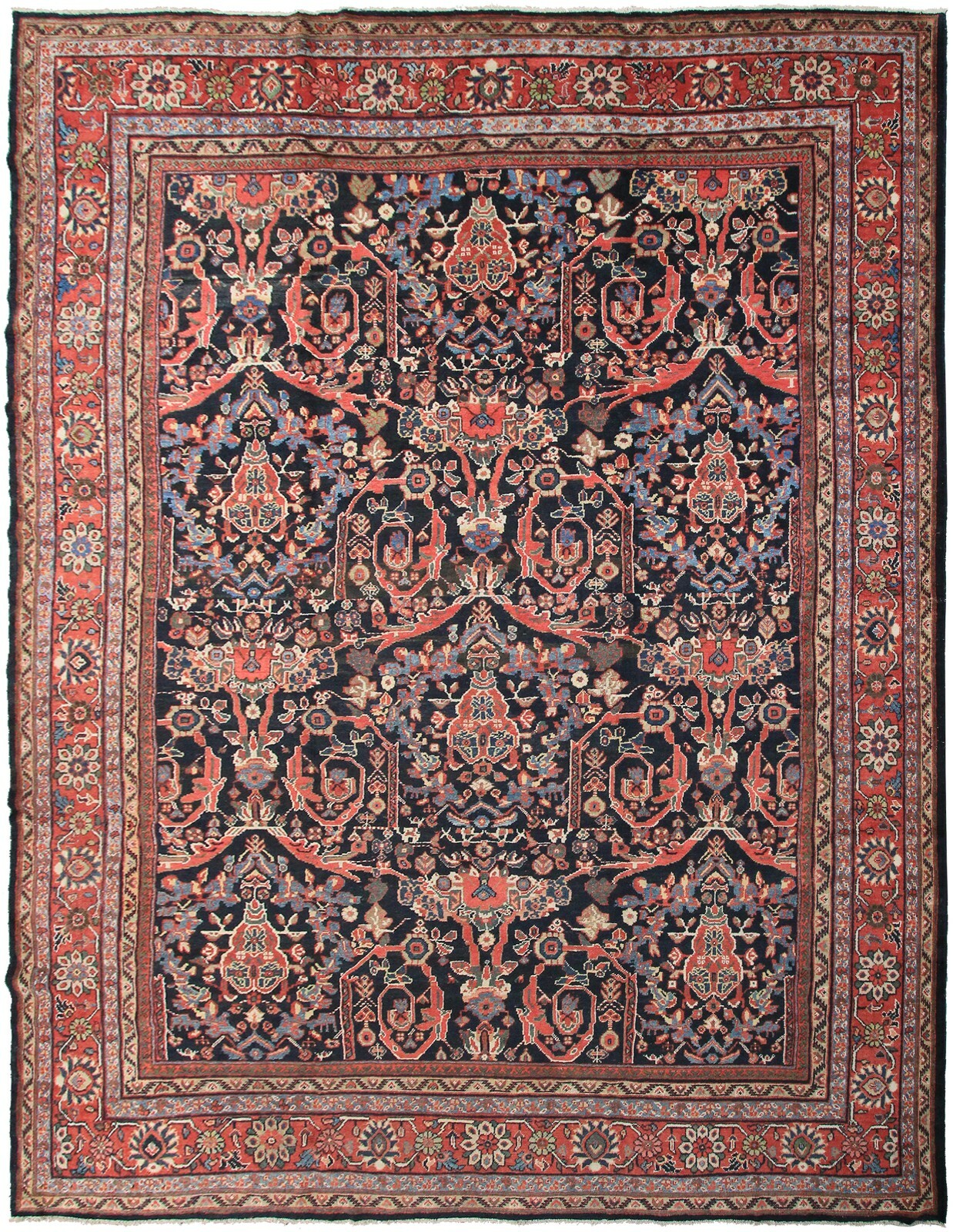 10×13 Antique Traditional Geometric Handmade Area Rug Circa 1920 312cm x 401cm