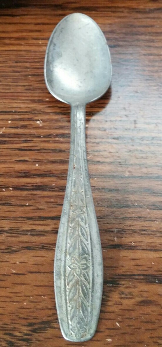 Vintage Malabar Silver Plate Embossed Flowers & Leaves/ Baby Spoon