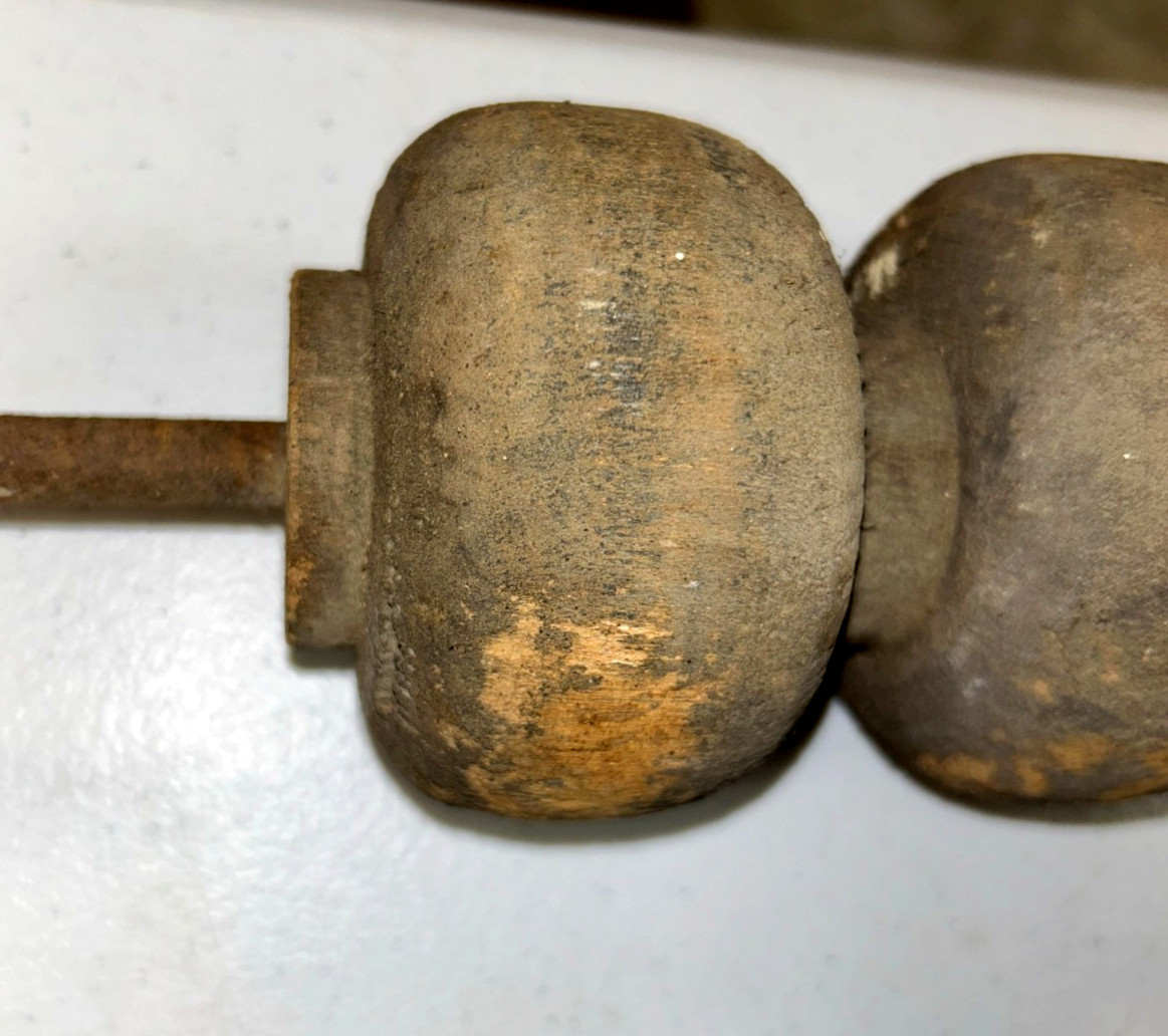 Vintage Primitive Wooden Large Farm Roller of Some Kind 31 1/2″ Total Length