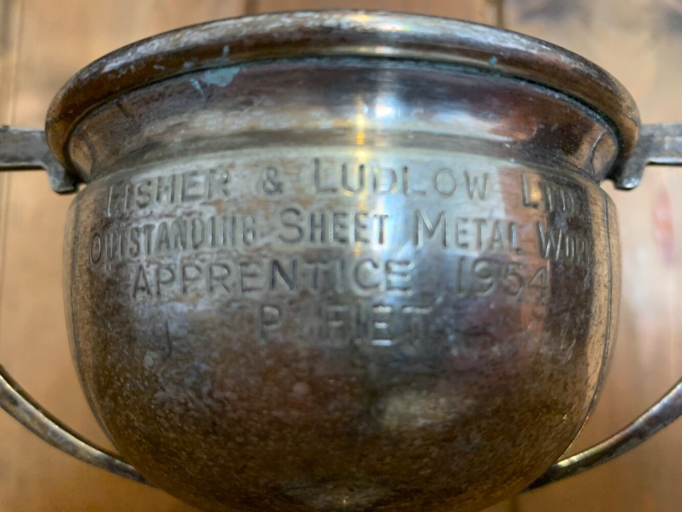 1954 Sheet Metal Work vintage silver plate trophy, trophies