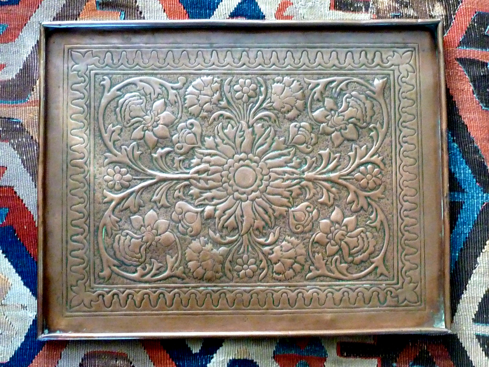 KSIA Repousse Copper Rectangular Tray Keswick School Industrial Arts & Crafts
