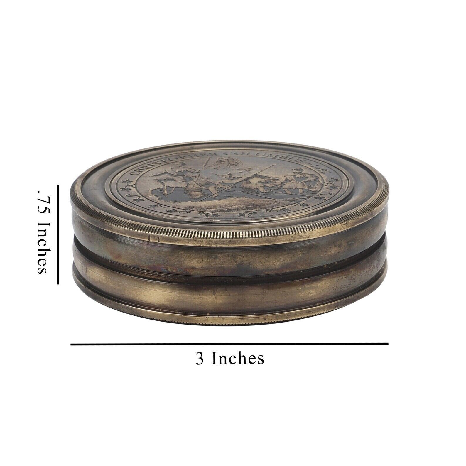 Antique Brass Pocket Compass Christopher Columbus Compass For Hiking,Trip, Gift