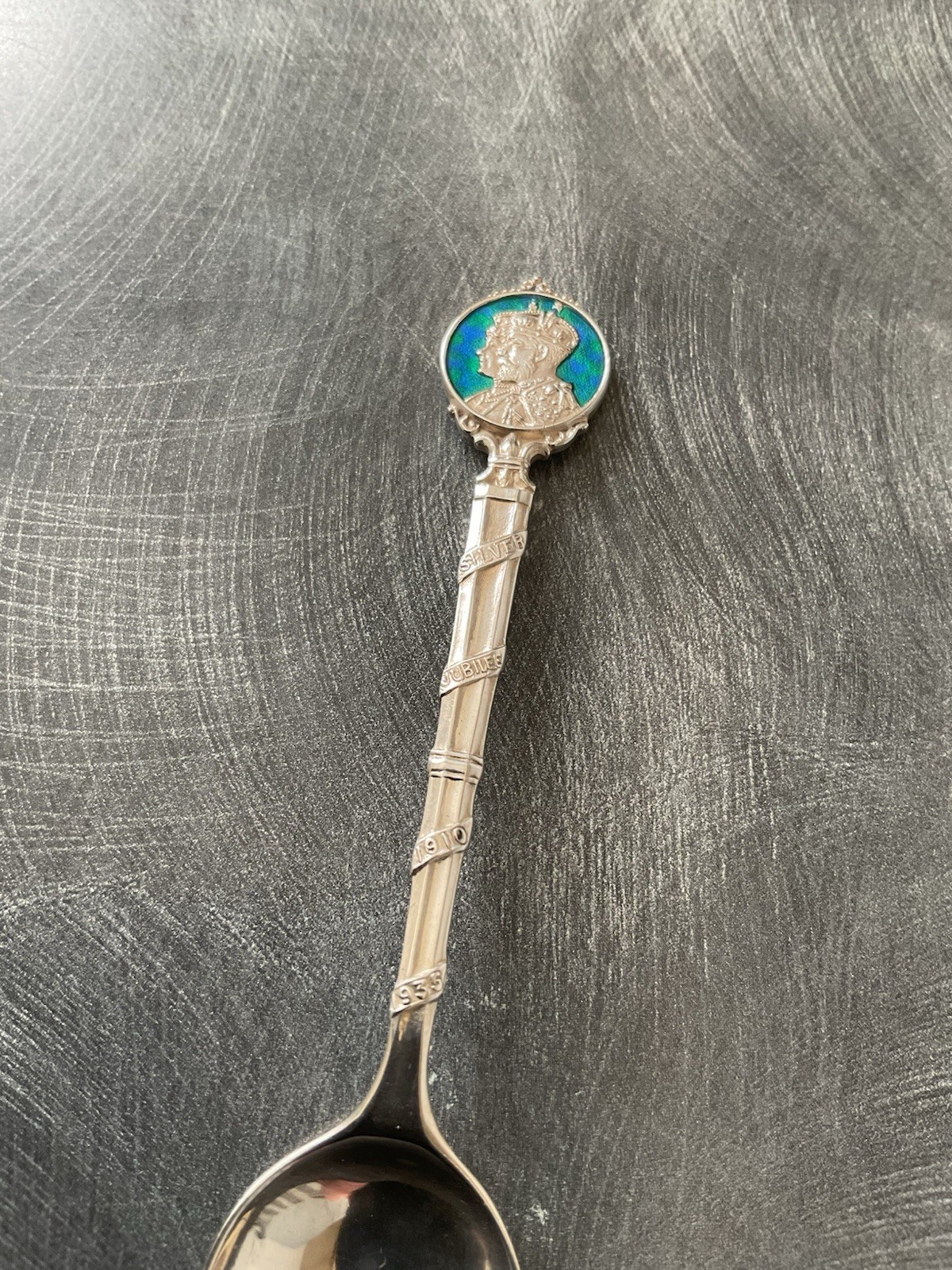 SUPERB SOLID SILVER ENAMEL JUBILEE SPOON LIBERTY & CO B’HAM 1934