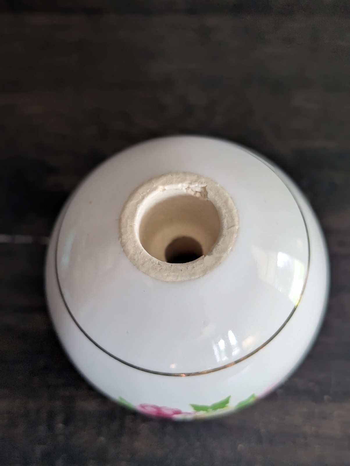 VTG Toilet Handle Pull Ceramic Pottery China White Victorian Orb Floral Decor #2