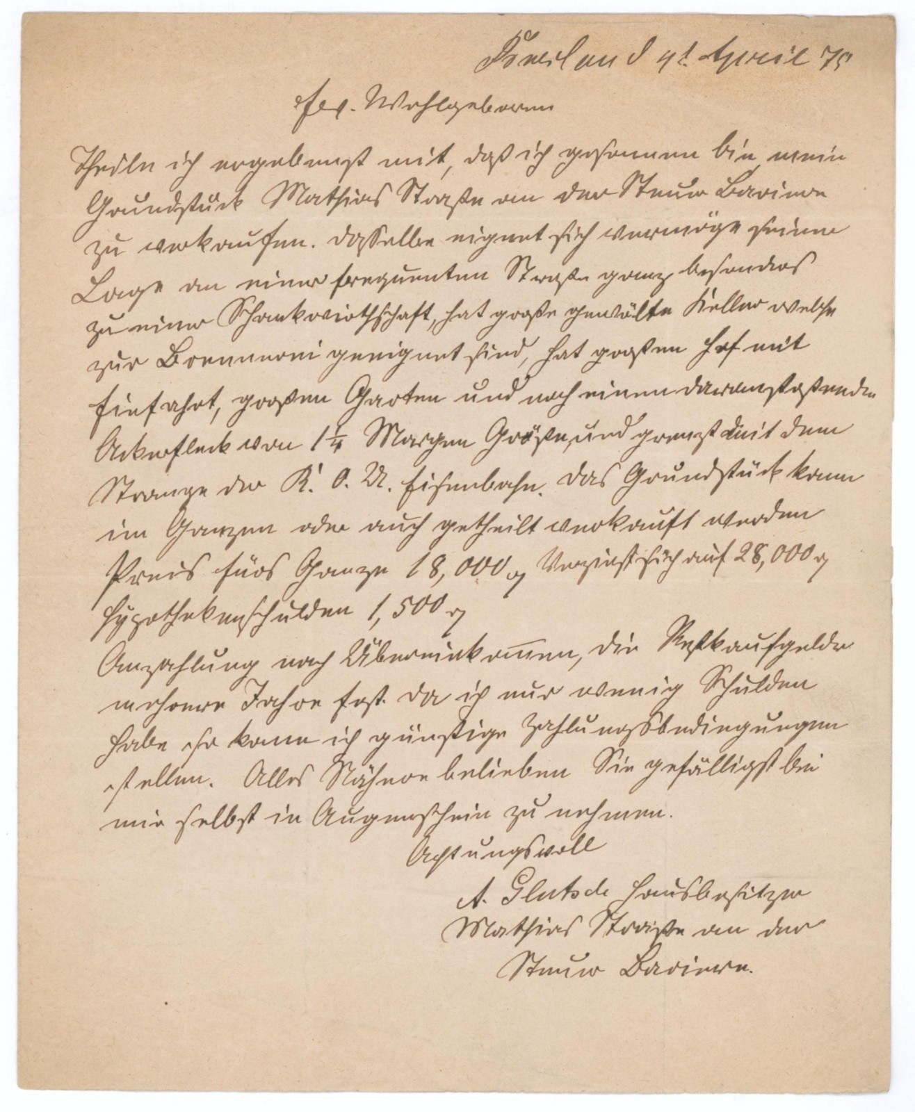 1875 Germany Breslau Silesia Brewery Property Sale Letter Railroad Tavern Estate