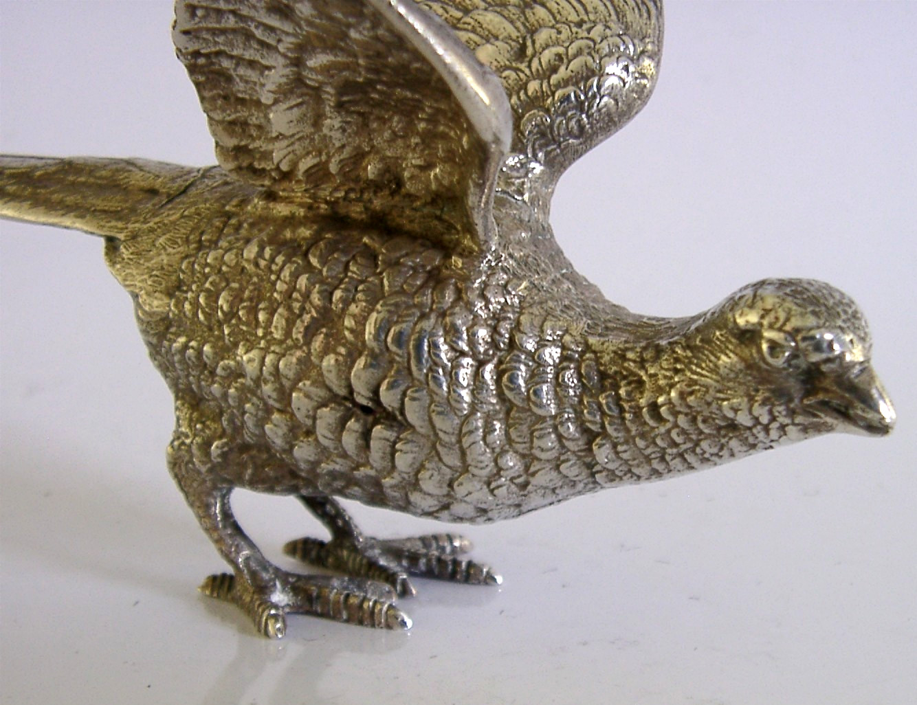 HEAVY 125g STERLING SILVER PHEASANT BIRD FIGURE 1958 HUNTING SHOOTING ENGLISH