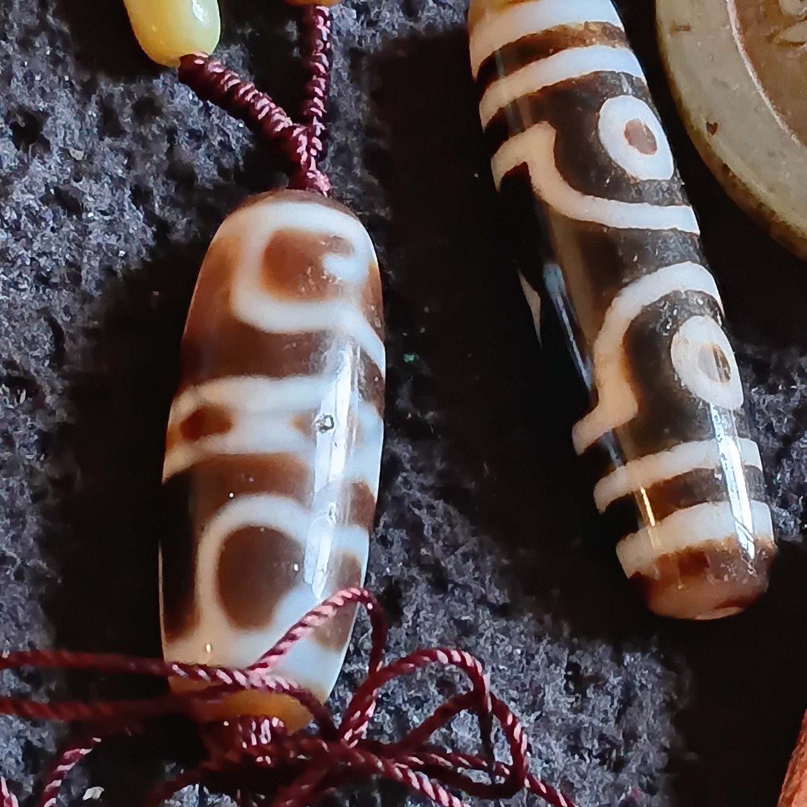Tibetan pre 1800s Agate/ Jade / Miao Silver Dzi Bead Lot