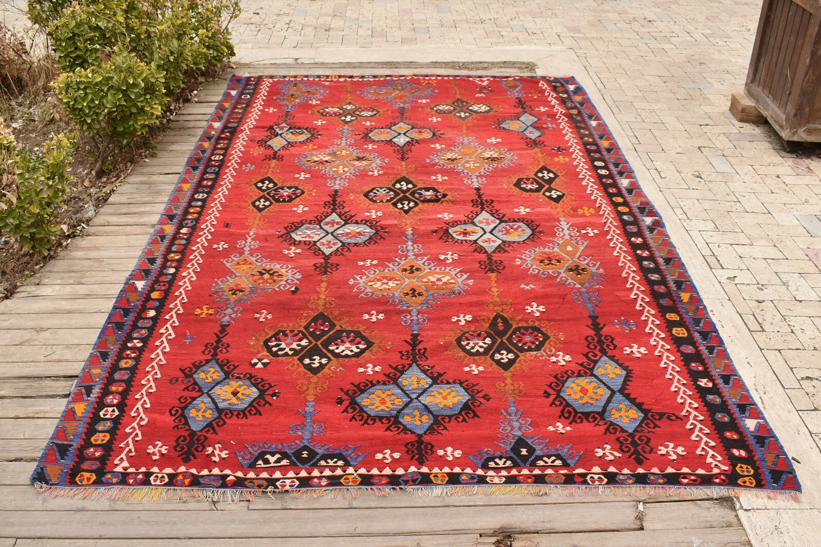 Turkish ANTIQUE Rug 84”x129″ Handwoven Sivas Sharkısla Kilim 215x330cm