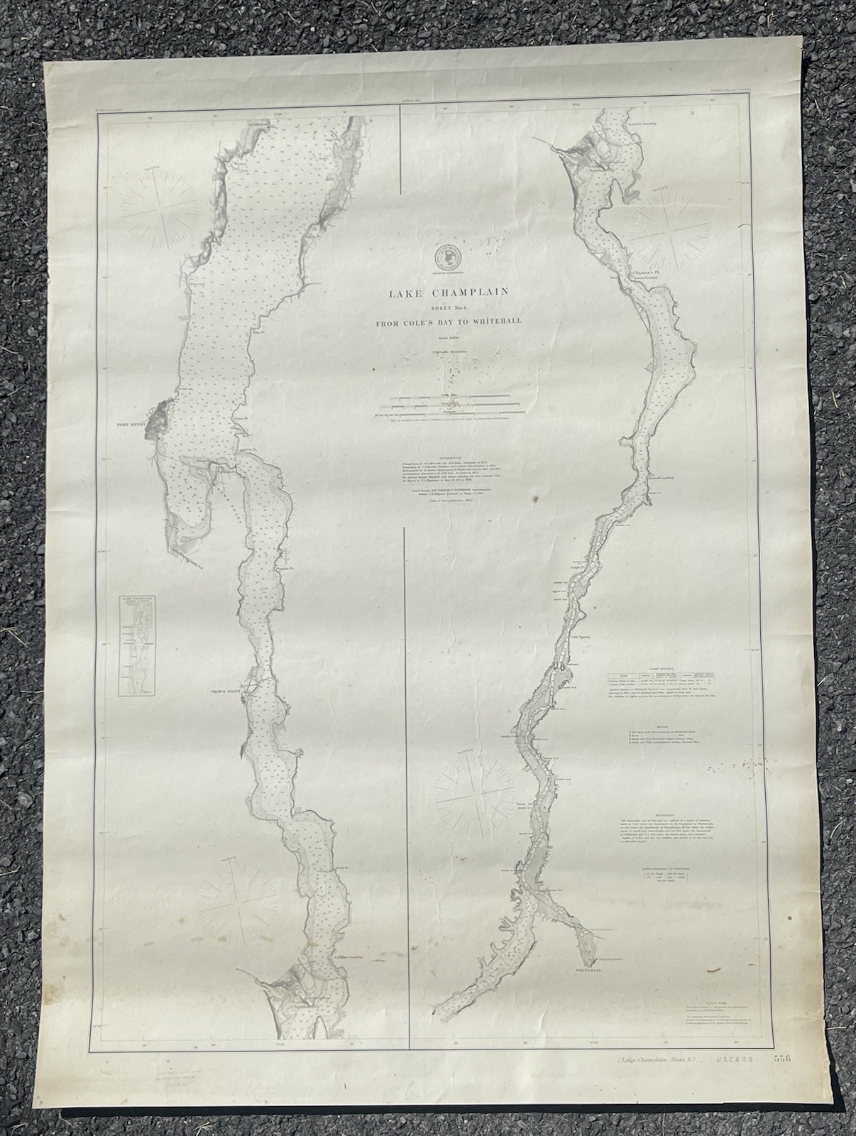 Antique Circa 1900 U.S.C. & G.S. Topography Map Of Lake Champlain. No.4