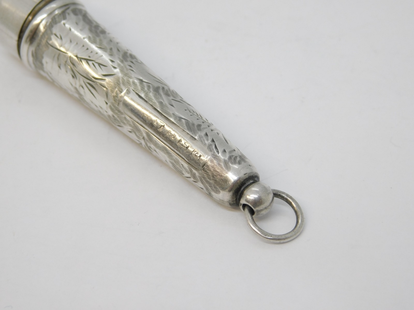 Sterling Silver Floral Pattern Cheroot Holder Case Antique 1913 Birmingham Deco