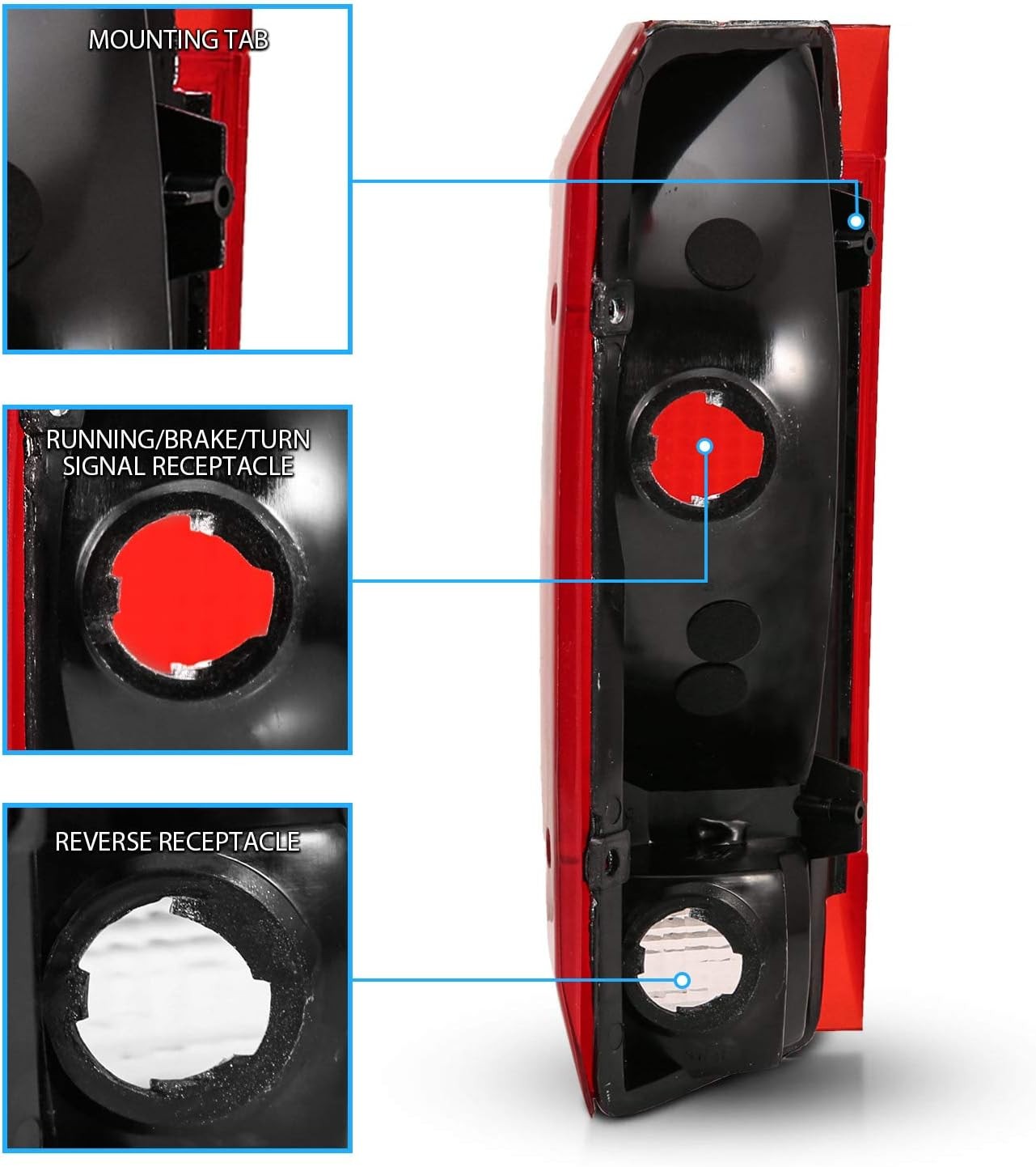 AmeriLite Red Replacement Tail Light Assembly Set for Ford Bronco / F150 F250 F3