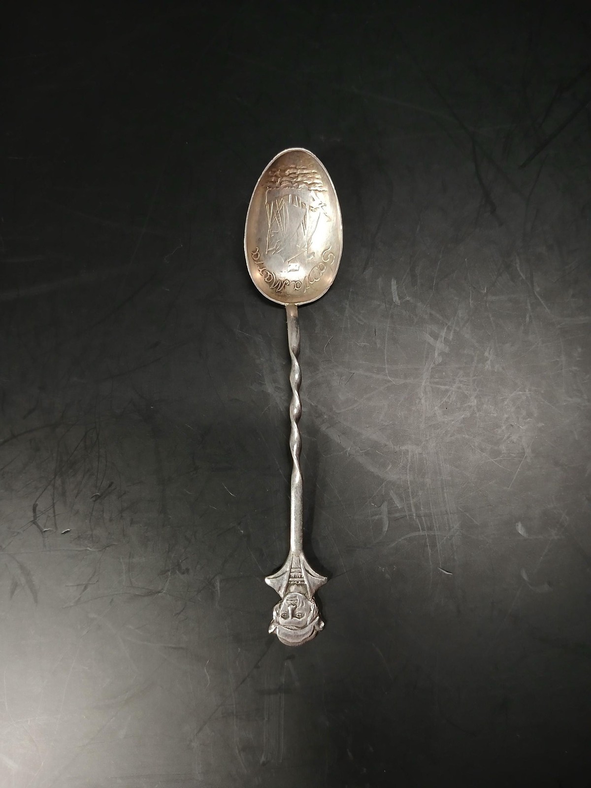 Antique Sterling Santa Maria Souvenir Spoon 4″ 6g Early 1900s Ship Explorer