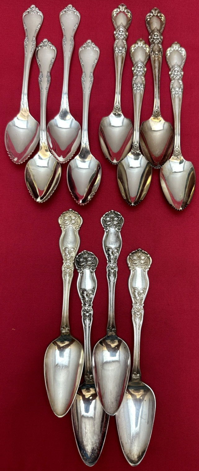 12 Pc FRUIT / ORANGE / GRAPEFRUIT SPOONS 3 Sets of 4 Silverplate Mix