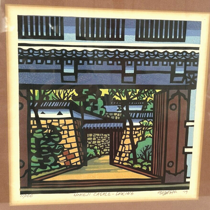 Clifton Karhu Japanese Woodblock Print “Himeji Castle Spring” ED 11/100