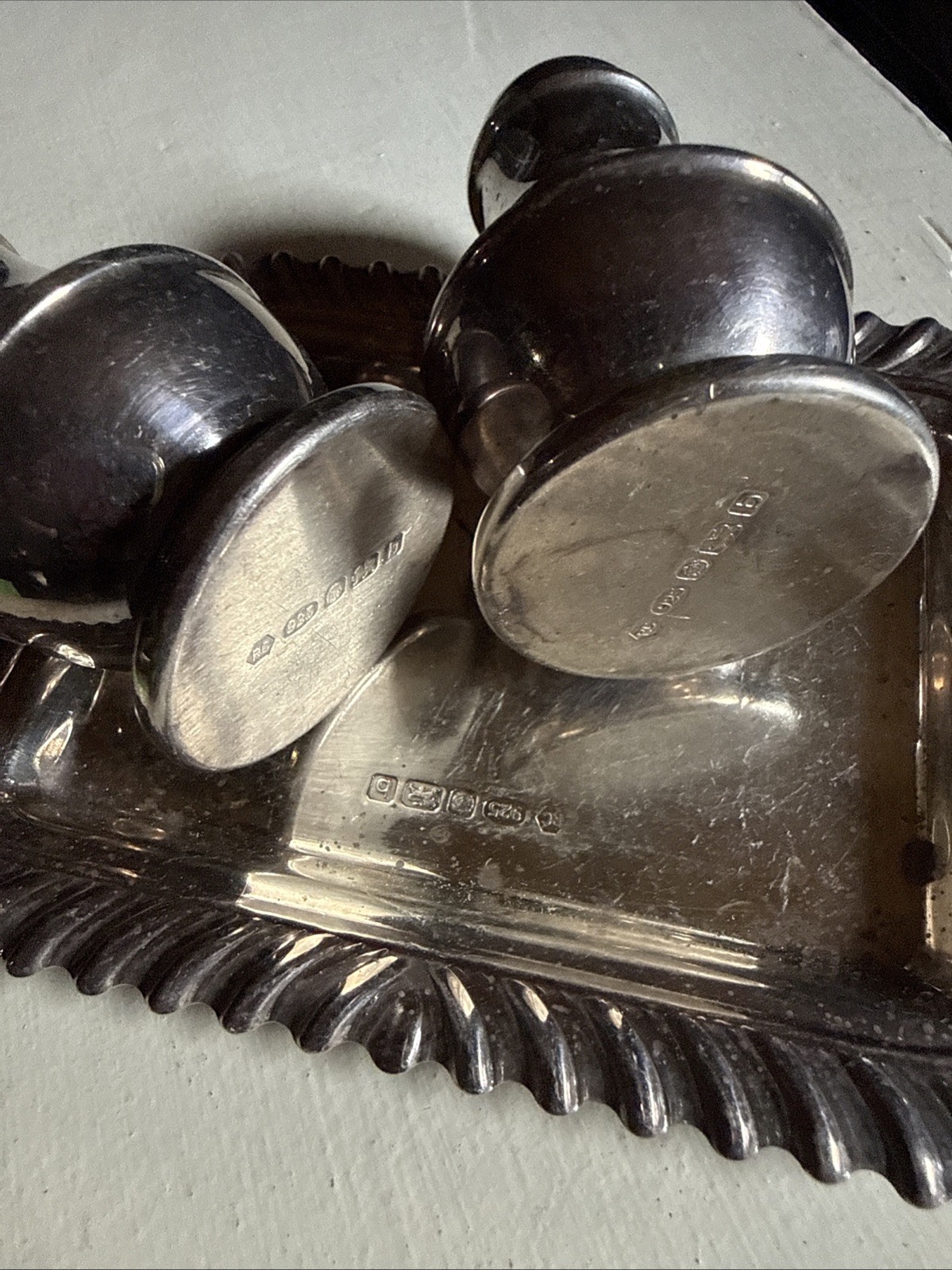 Antique Birmingham Sterling Silver Set Salt & Pepper Lion Passant 170g
